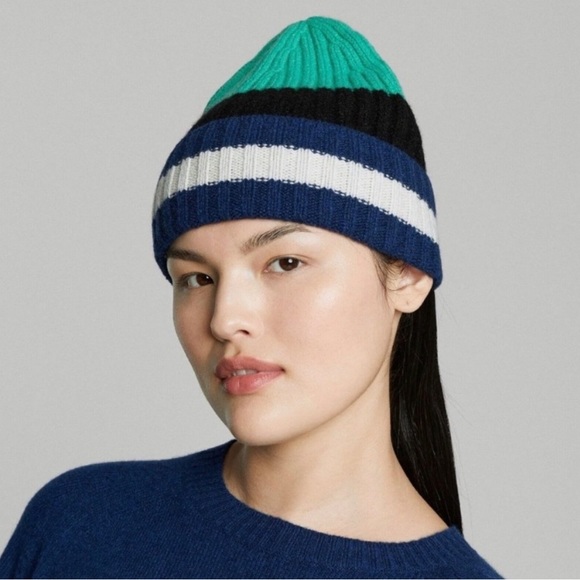 Everlane Cashmere Beanie Hat Striped Unisex NEW with tag - Picture 4 of 4